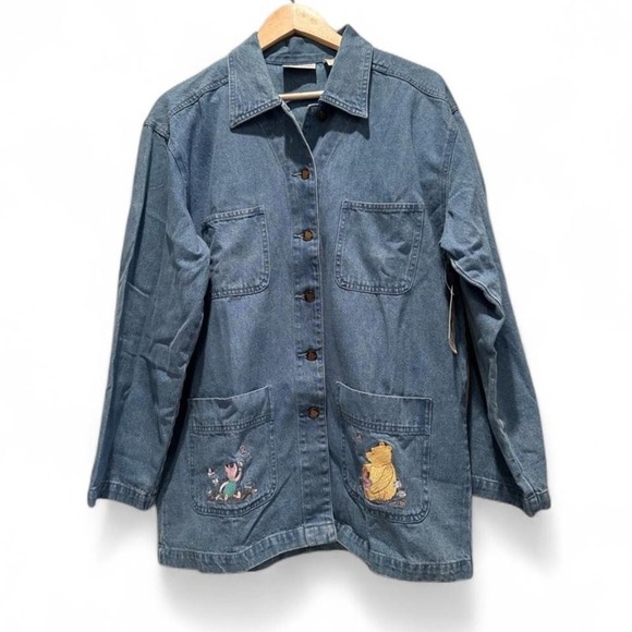 NWT Vintage Disney Classic Pooh Denim Button Down Jacket Size XL - Picture 1 of 8
